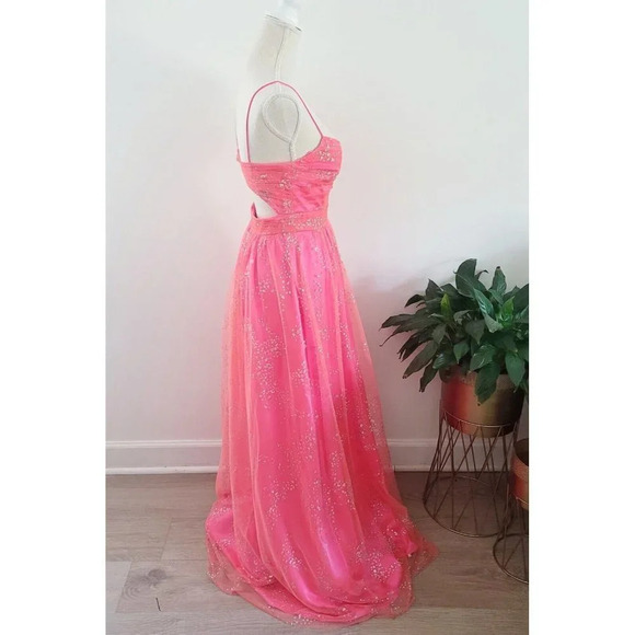 Hailey Logan Adrianna Papell Hot Pink Barbie Sleeveless Glittter Gown Dress 5/6 - Picture 5 of 16